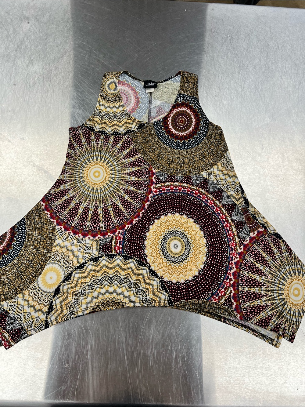 Jostar Multicolor Mandala Sleeveless Tank Top - Maroon, Yellow & Cream Women’s M
